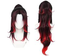 Anime Cosplay Wig Tsugikuni Yoriichi Black Red Long Halloween Costume Cosplay Wig,For Christmas Carnival Party