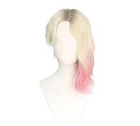 Anime Cosplay Wig Woman Wig Pale Gold and Pink Highlight Hair Short Curly Wigs Heat Resistant Synthetic Hair Hallowen Party Wigs (ZH)