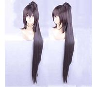 Anime Cosplay Wig，WORKING!! Popura Taneshima Wig，Long Ponytail Dark Brown Wig，with Free Wig Cap，for Christmas Carnival party Halloween Cosplay Wig