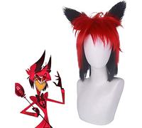 Anime Cosplay Wigs, Alastor Cosplay Wigs with Free Wig Cap, Black And Red Double Color Matching 40CM Short Hair, Gift for Anime Fans, Suitable for Halloween, Party, Carnival