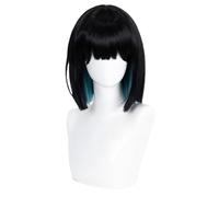 Anime Cosplay Wigs Black Mix Blue Hair Wig Short Straight Wig with Bangs Heat Resistant Wig Halloween Costume Party Wig