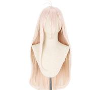 Anime cosplay wigs Danganronpa V3 Miu Iruma light pink long straight hair slightly curly wig 90cm cosplay party wigs+ Wig Cap
