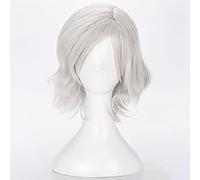 Anime Cosplay Wigs for Vle V Short Curly Silvery White Heat Resistant Hair + Wig Cap for Halloween Party