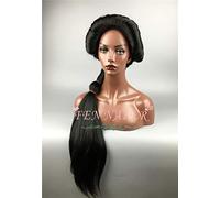 Anime Cosplay Wigs Jasmine princess Long Black Wig Synthetic Hair Heat Resistant + Wig Cap