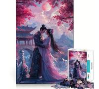 Anime Couple Moonlight 1000 Adult Pieces Jigsaw Puzzle Mind Challenge Toy Neat Cut Perfect Alignment Family Fun Night Activity (50x75cm)