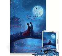 Anime Couple Moonlight 1000 Piece Jigsaws for Adults Puzzle Focus Training Stress Free Fun Tight Join Creative Gift (38x26cm)