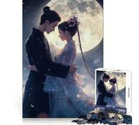 Anime Couple Moonlight 1000 Pieces Jigsaws Adults Puzzles Gifts Think Training Unwind Easily Defined Edges Merry Gift (38x52cm)