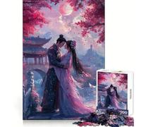 Anime Couple Moonlight 1000 Teenager Pieces Jigsaw Puzzle Logic Practice Quiet Fun Clean Edges Festive Gift (38x26cm)