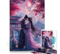 Anime Couple Moonlight Jigsaw Puzzles for Adults 1000 Mind Boost Game Uniform Size Precise Pieces Travel-friendly Brain Game Gift (38x52cm)