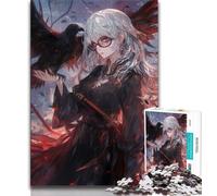 Anime Crow Girl Jigsaw Puzzles for Adults 1000 Jigsaws,Family Game Stress Reliever Difficult Challenge Gifts for Friends And Family (38x26cm)