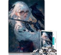 Anime Crow Girl Jigsaw Puzzles for Adults Teenagers Jigsaws Puzzle,Brain Intelligence Challenge Addictive Toys for Home Decoration (38x26cm)