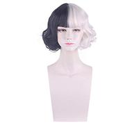 Anime Cruella Part Black Blonde Short Wavy Wig Synthetic Natural Hair Halloween Party Wigs For Women High Temperature