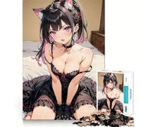 Anime Cute Girl Adults 1000 Pieces Puzzle Mind Training Fun Burr Free Clean Cut Pieces Heartwarming Gathering Activity (38x26cm)
