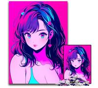 Anime Cute Girl Summer Adult Jigsaw Puzzles 1000 Pieces Impossible Jigsaw Puzzles for Adults Interactive Family Game DIY Home Decor Brain Challenge Gift 1000 PCS(75x50cm)