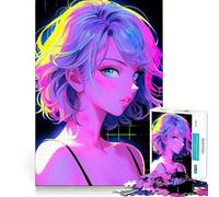 Anime Cute Girl Summer Adults 1000 Piece Jigsaw Puzzle Memory Fun Game Clean Cut Sturdy Components Unique Gift for Stress Relief (50x75cm)