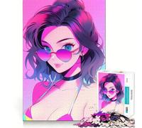 Anime Cute Girl Summer Jigsaw 1000 Pieces Focus Building Toy Zero Gap Rewarding Activity for Rainy Days (38x26cm)