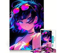 Anime Cute Girl Summer Jigsaw 1000 Pieces Memory Skill Fun Smooth Edge Perfect Interlock Fun-filled Way to Fill Empty Hours (38x26cm)