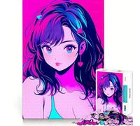 Anime Cute Girl Summer Jigsaw 1000 Pieces Memory Skill Fun Smooth Edge Perfect Interlock Fun-filled Way to Fill Empty Hours (38x26cm)