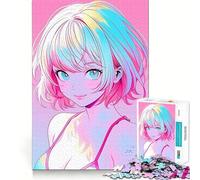 Anime Cute Girl Summer Jigsaw Puzzle 1000 Mental Recall Game High Accuracy Cutting Craft Interactive Brain Challenge for Home (50x75cm)