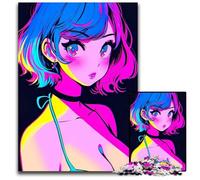 Anime Cute Girl Summer Jigsaw Puzzles for Adults 1000 Piece Impossible Jigsaw Puzzles for Adults Perfect for Family Fun on Holidays 1000 PCS(75x50cm)