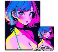 Anime Cute Girl Summer Jigsaws 1000 Pieces for Adults Challenging Puzzles DIY Decoration Brain Challenge for Adult Family 1000 PCS(38x26cm)