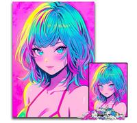 Anime Cute Girl Summer Puzzles 1000 Pieces for Adults Paper Jigsaw Puzzles for Adults Ideal DIY Decor & Brain Teaser Gift 1000 PCS(38x26cm)