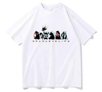 Anime Cute Solo Leveling T-Shirt O-Neck Short Sleeve Shirts Merch Men Short Sleeve Women Funny Tee (White,4XL)