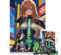 Anime Cybernetic Girl 1000 Piece Jigsaws for Adults Puzzle Improve Memory Happy Idle Time Laser Cut Art Xmas Gift (38x26cm)