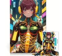 Anime Cybernetic Girl 1000 Piece Teenager Puzzles Mental Focus Game Precision Cut Smooth Edges Christmas Stocking Stuffer Game (38x26cm)