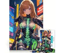 Anime Cybernetic Girl Jigsaw for Adults 1000 Pieces Brain Memory Game Laser Cut for Flawless Fit Unique Gift for Stress Relief (38x26cm)