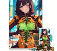 Anime Cybernetic Girl Jigsaw for Adults1000 Pieces Brain Focus Game Precision Cut Smooth Edges Amusing Challenge for Waiting Time (38x26cm)