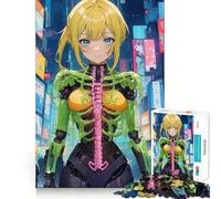 Anime Cybernetic Girl Jigsaw Puzzle1000 Pieces Mind Train Fun Clean Cut Sturdy Components Captivating Leisure for Cozy Indoors (38x26cm)