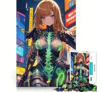 Anime Cybernetic Girl Jigsaw Puzzles 1000 Cognitive Skill Toy Smooth Burr Free Surface Relaxing Indoor Group Activity (38x52cm)