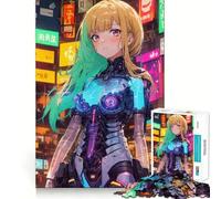 Anime Cybernetic Girl Jigsaw Puzzles for Adults 1000 Mind Boost Game Uniform Size Precise Pieces Travel-friendly Brain Game Gift (38x26cm)