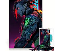 Anime Cyberpunk Cyborg Boy Jigsaw for Adults1000 Pieces Brain Focus Game Precision Cut Smooth Edges Amusing Challenge for Waiting Time (38x26cm)