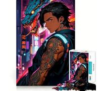 Anime Cyberpunk Cyborg Boy Jigsaw Puzzle 1000 Recall Fun Play Advanced Laser Cutting Tech Holiday Indoor Entertainment Toy (38x52cm)