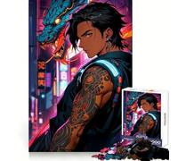 Anime Cyberpunk Cyborg Boy Jigsaw Puzzles 1000 Piece for Teenagers Mind Challenge Relaxed Leisure Seamless Fit Fine Xmas Gift (38x26cm)
