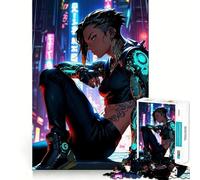 Anime Cyberpunk Cyborg Gir Jigsaw 1000 Pieces for Teenagers Memory Train Fun Clean Seamless Connection Relaxing Indoor Group Activity (38x52cm)