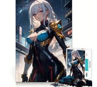 Anime Cyberpunk Girl Jigsaw 1000 Pieces Focus Building Toy Zero Gap Rewarding Activity for Rainy Days (50x75cm)