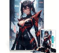 Anime Cyberpunk Girl Jigsaw Puzzle 1000 Mental Recall Game High Accuracy Cutting Craft Interactive Brain Challenge for Home (38x26cm)
