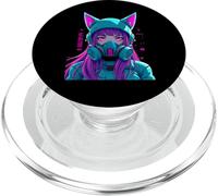 Anime Cyberpunk Girl Sci-fi Anime Manga Cat Ears Girl PopSockets PopGrip for MagSafe