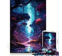 Anime Dark Forest River Jigsaw Puzzle for Teenagers 1000 Pieces Brain Teasing Pleasant Leisure Smooth Edges Ideal Xmas Gift (38x26cm)