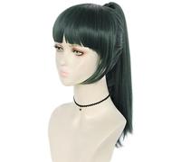 Anime Dark Green Long Wigs Jujutsu Kaisen Maki Zenin Ponytail Wig Cosplay Costume Heat Resistant Movie Hair Women