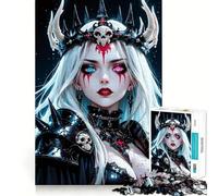Anime Dark Queen with Crown 1000 Piece Jigsaws for Adults Brain Recall Game Tight Interlock No Gaps Calming Mental Break Activity (38x26cm)