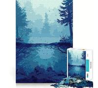 Anime Dark River Forest Adults 1000 Pieces Puzzle Mind Training Fun Burr Free Clean Cut Pieces Heartwarming Gathering Activity (38x52cm)