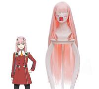 Anime DARLING in the FRANXX 02 Cosplay Wigs Zero Two Costume Wigs 100cm Long Pink Synthetic Hair Party Cosplay Wig + Wig Cap