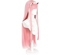 Anime DARLING in the FRANXX 02 Cosplay Wigs Zero Two Wigs 100cm Long Pink Synthetic Hair Perucas Cosplay Wig + Wig Cap Cosplay Anime Wig Coser (Size : 1)