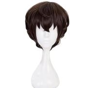 Anime Dazai Osamu Cosplay Wig, Dark Brown Short Hair for Halloween Costume Party Carnival