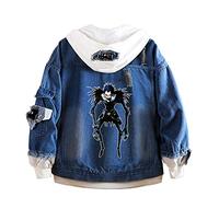 Anime Death Note Long-Sleeved Hooded jacketKIRA Yagami Lightweight Fake Two-piece Jacket Denim Jacket for Men and Women