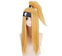 Anime Deidara Cosplay Yellow Long Wig Heat-resistant Fiber Hair + Wig Cap+ Headband Party Props Men Role Play Women